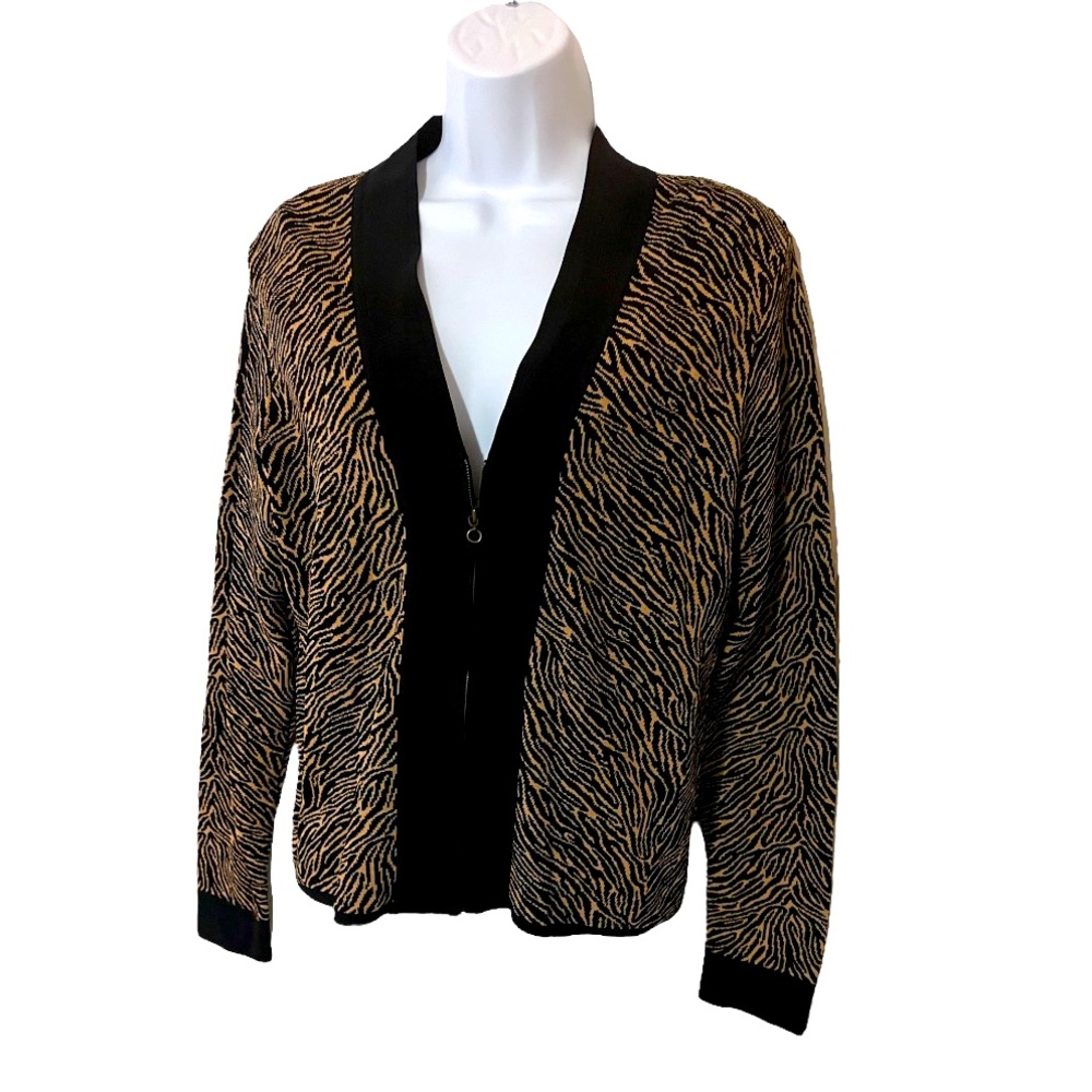 Dane Lewis Long Sleeve Tiger Stripe Print Cardigan - Size Large